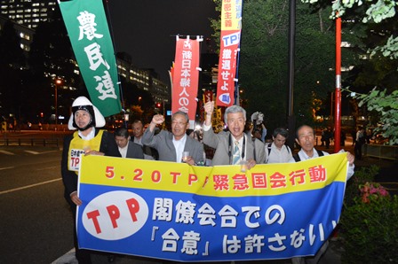 Both sides of the Pacific- Via Campesina members oppose TPP